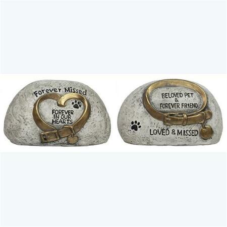 YOUNGS Cement Pet Collar Memorial Garden Stone, 2 Assortment 73304